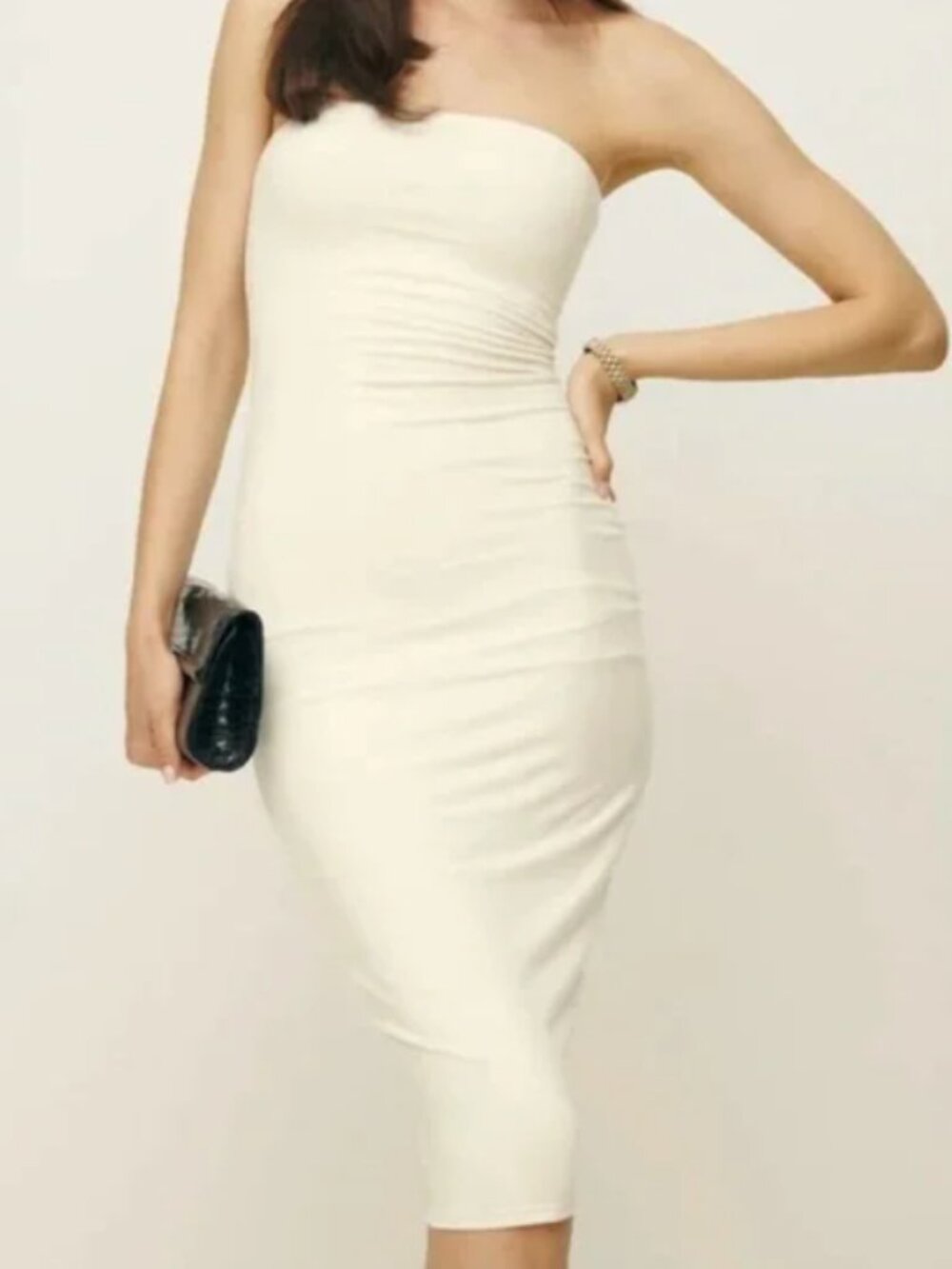 Reformation Laura Harrier Etta Knit Dress - Elegant Cream Strapless Dress